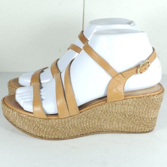 Fratelli Rossetti Women's US6 US36,5 Tan Leather Espadrill Strappy Wedge Sandals - Picture 2 of 16